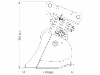 Polohovatelná příkopová lžíce FK Machinery EGH / EGH-B 10 - 12 T / 1600 - 1800 mm