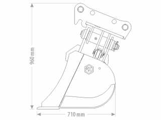 Polohovatelná příkopová lžíce FK Machinery EGH / EGH-B 10 - 12 T / 1600 - 1800 mm