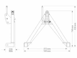 Tříbodový závěs na traktor kat. II FK Machinery M223